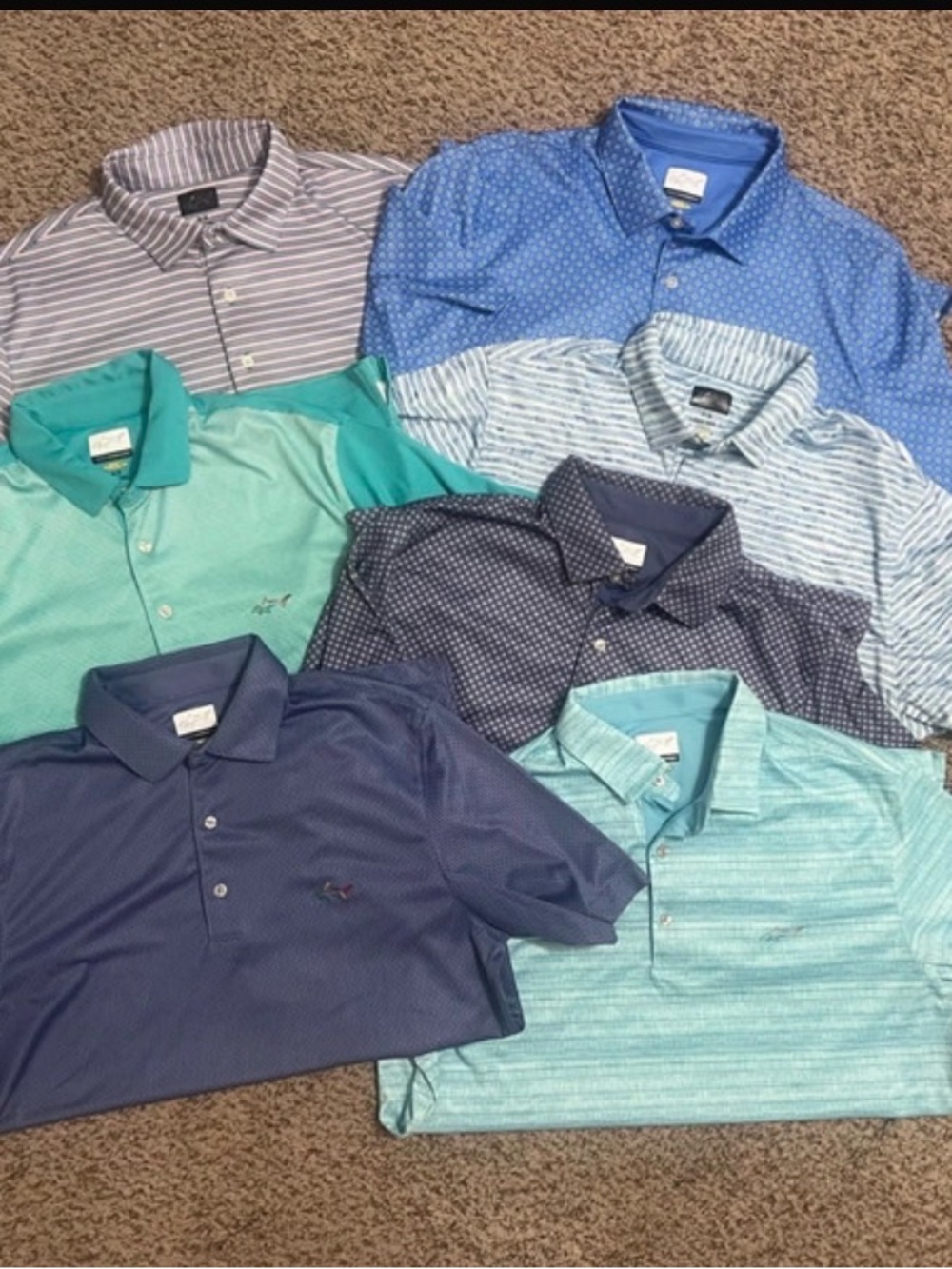 Greg Norman Collection Men's Polo Assorted Blue & Teal Mix
